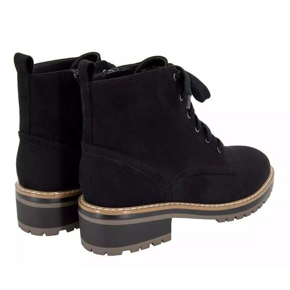 Kensie 9 Boots Kasha Combat Lace Up Zip Vegan Suede Chunky Lug Platform Shoes - Picture 13 of 16